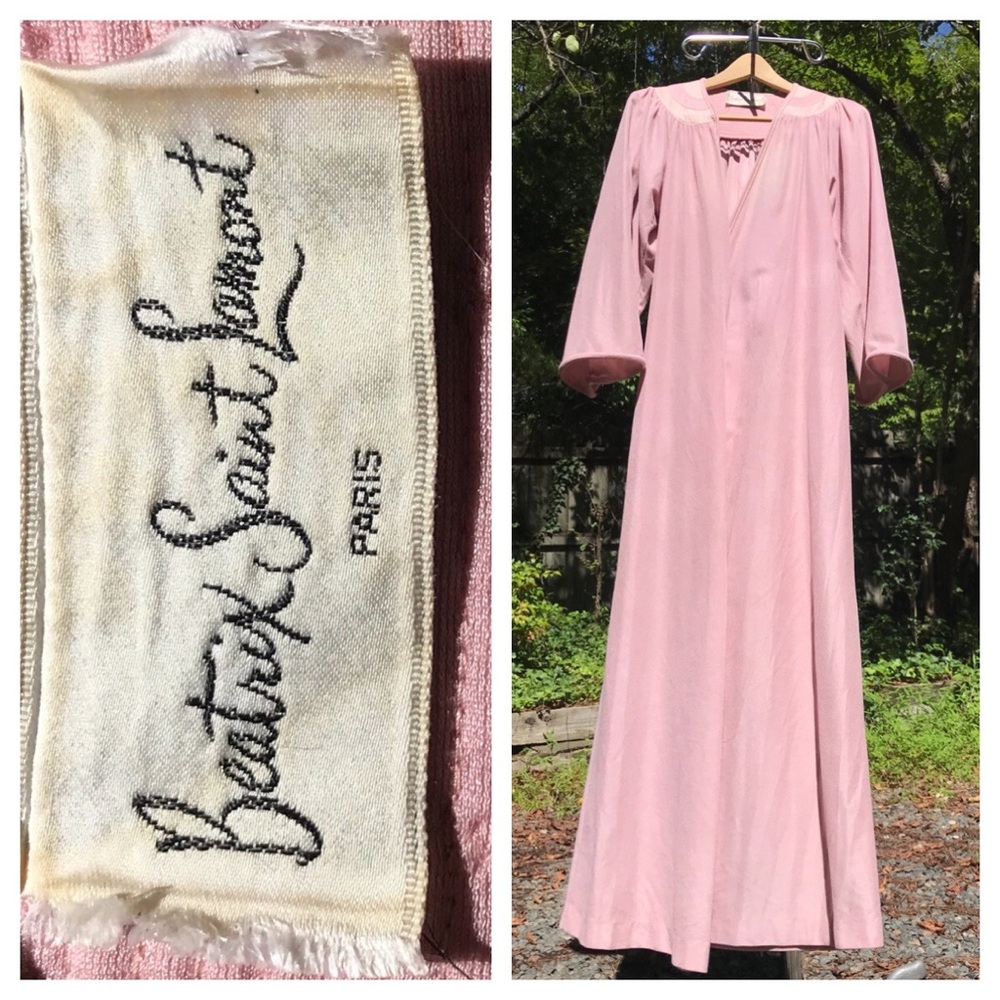 Vintage Paris Pink Maxi Robe Caftan Beatriz Saint Laurent